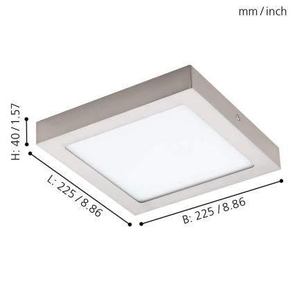 Eglo - LED RGBW dimmelhető mennyezeti lámpatest FUEVA-C LED/15,6W/230V Bluetooth 22,5x22,5 cm