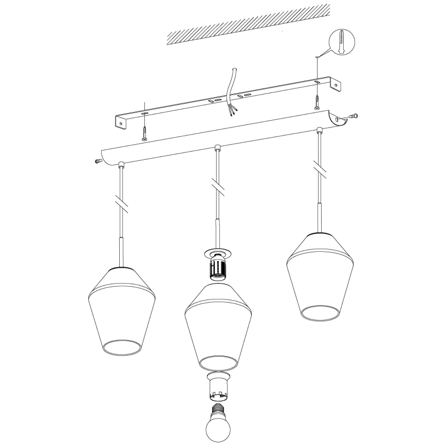 Eglo 96774 - MURMILLO kábeles függőlámpa 3xE27/28W/230V