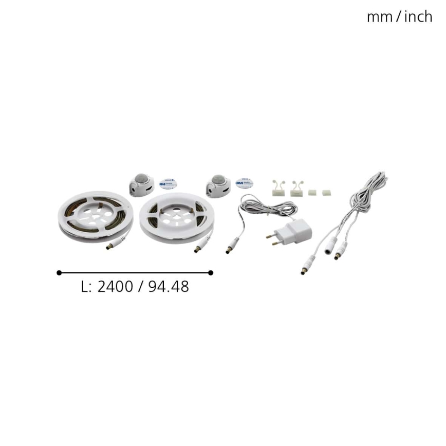 Eglo - KÉSZLET 2x LED szalag mozgásérzékelővel 2xLED/36x0,1W/230V 2,4m
