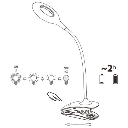Eglo - Fényerőszabályozható LED csíptetős lámpa LED/3W/5V 500 mAh fehér