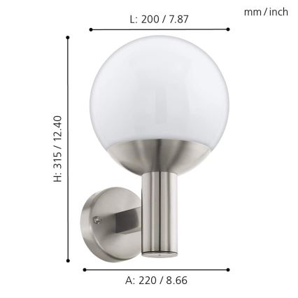Eglo 97247 - LED dimmelhető kültéri fali lámpatest NISIA-C 1xE27/9W/230V IP44