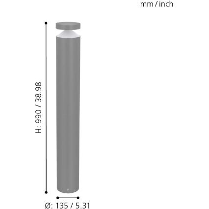 Eglo 97302 - LED kültéri lámpa MELZO LED/11W/230V szürke 990 mm IP65