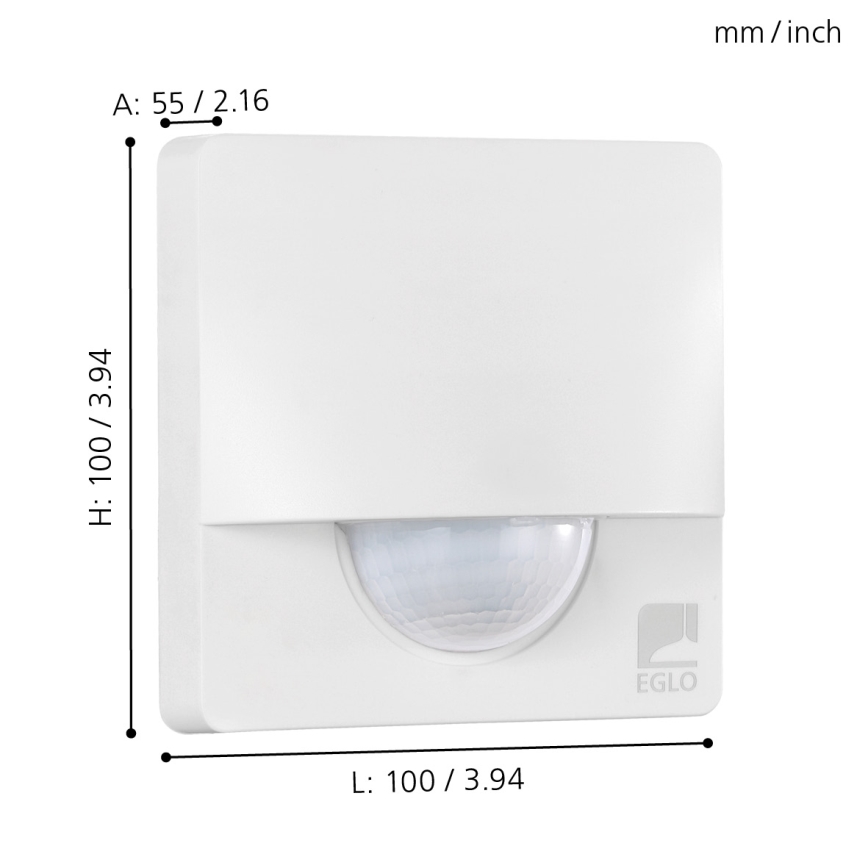 Eglo - Kültéri mozgás- és alkonyérzékelő 1m fehér IP44