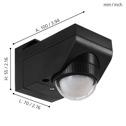 Eglo 97467 - DETECT ME 4 kültéri mozgás- és alkonyatérzékelő 12 m fekete IP44