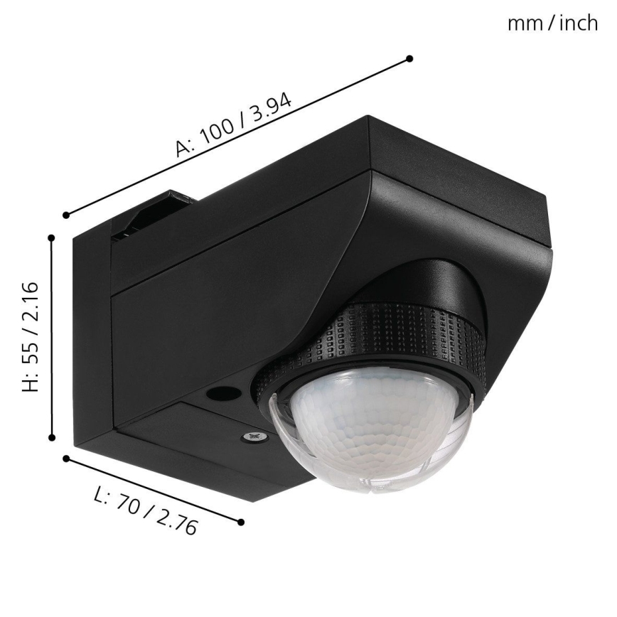 Eglo 97467 - DETECT ME 4 kültéri mozgás- és alkonyatérzékelő 12 m fekete IP44