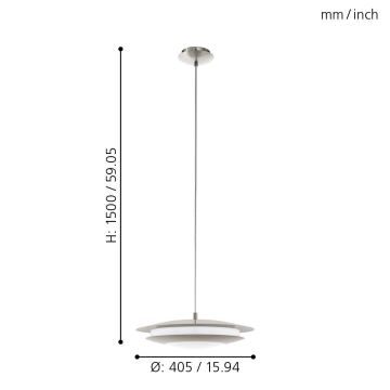 Eglo 98043 - LED RGBW Dimmelhető csillár zsinóron MONEVA LED/18W/230V