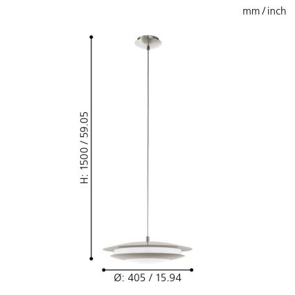Eglo 98043 - LED RGBW dimmelhető függeszték kábellel MONEVA-C LED/18W/230V
