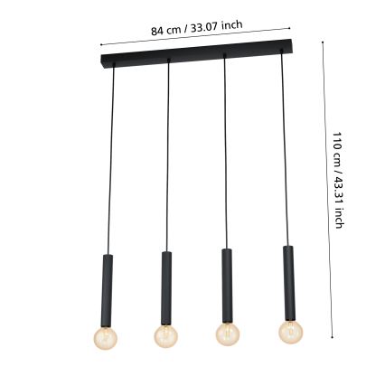 Eglo - Csillár zsinóron 4xE27/60W/230V