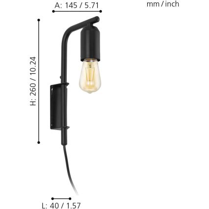 Eglo 98064 - Fali lámpa ADRI 1xE27/60W/230V