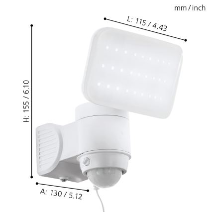 Eglo - LED napelemes fali lámpa érzékelővel LED/3,7V 1800 mAh IP44