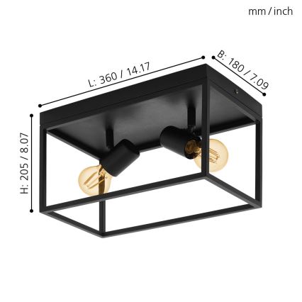 Eglo - Mennyezeti lámpa 2xE27/40W/230V