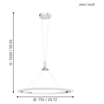 Eglo 98427 - LED RGB dimmelhető kábeles csillár HORNITOS-C LED/37W/230V + távirányító