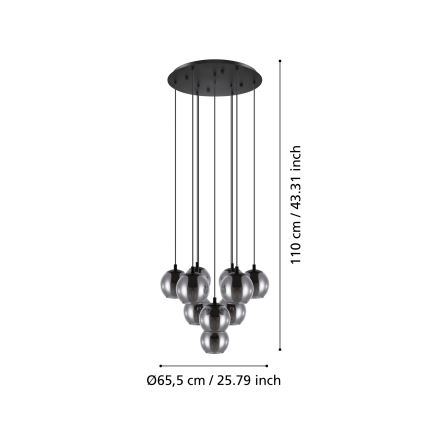 Eglo - Kábeles csillár 10xE27/40W/230V fekete/fényes króm