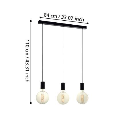 Eglo - Csillár zsinóron 3xE27/40W/230V