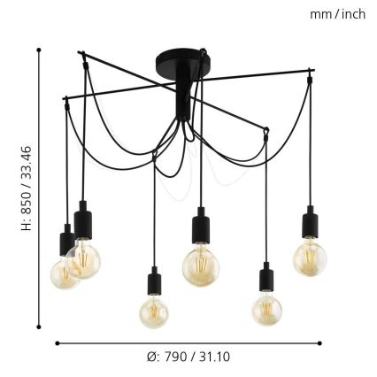 Eglo - Csillár zsinóron 6xE27/60W/230V pók