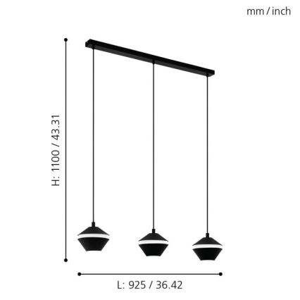Eglo 98682 - PERPIGO LED csillár zsinóron, 3xGU10/5W/230V