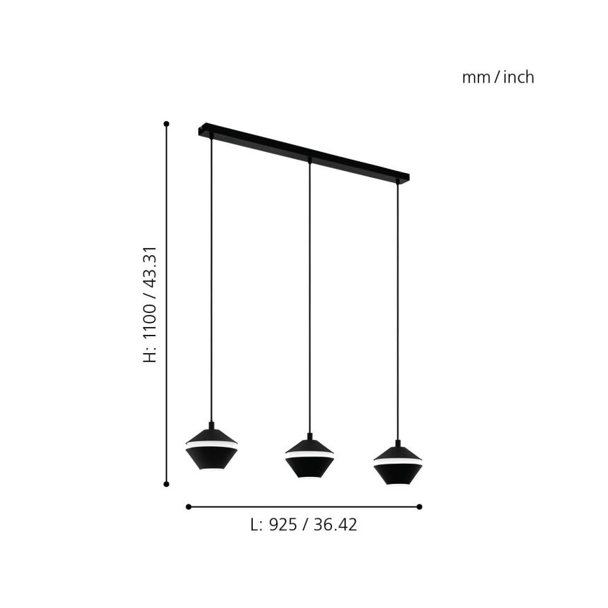 Eglo 98682 - PERPIGO LED csillár zsinóron, 3xGU10/5W/230V