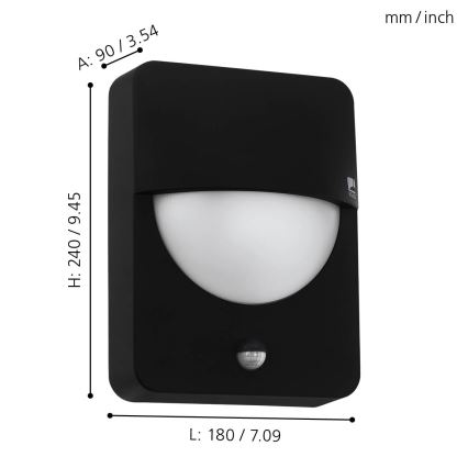 Eglo - Kültéri lámpa érzékelővel 1xE27/28W/230V IP44