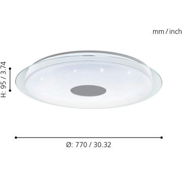 Eglo - LED RGB fényerő-szabályozó mennyezeti lámpa LANCIANO-C LED / 53W / 230V + RC