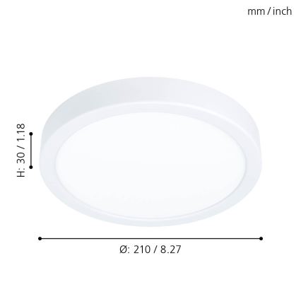 Eglo - LED mennyezeti lámpa, 16,5 W, 230 V, átm. 21 cm