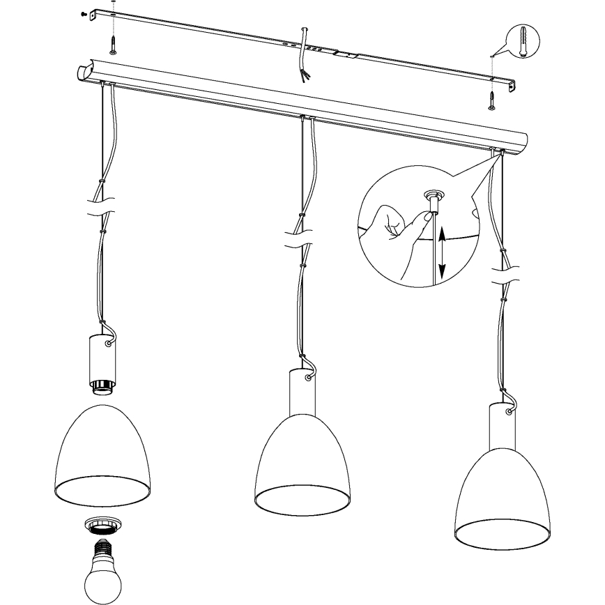 Eglo - Csillár zsinóron 3xE27/40W/230V