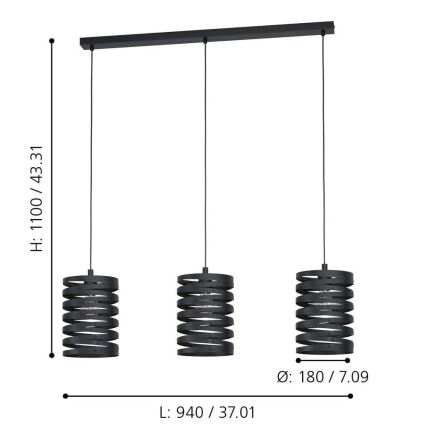 Eglo - Csillár zsinóron 3xE27/40W/230V