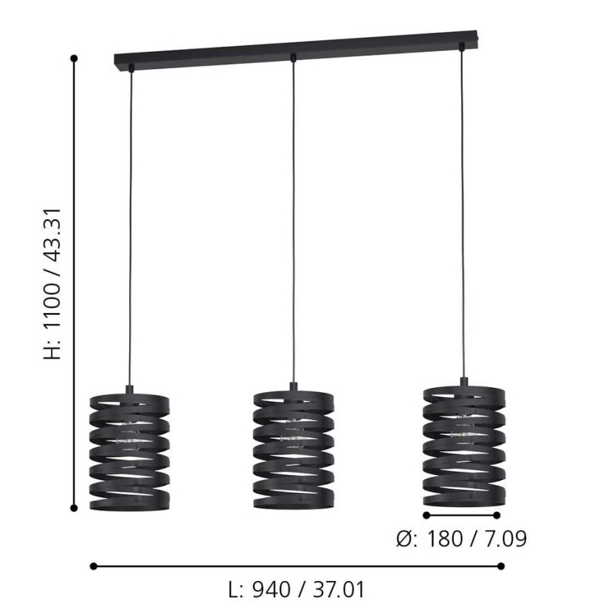 Eglo - Csillár zsinóron 3xE27/40W/230V