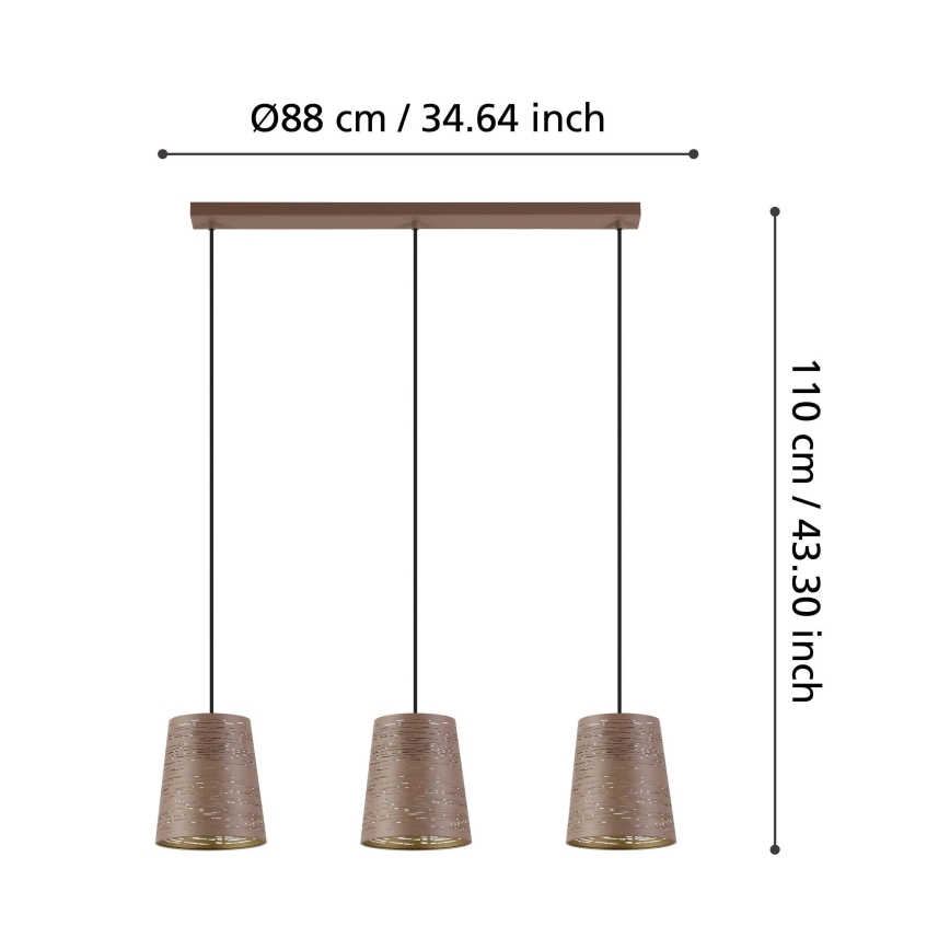 Eglo - Csillár zsinóron 3xE27/40W/230V