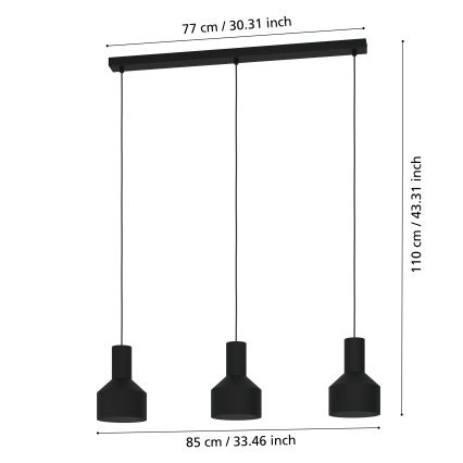 Eglo - Csillár zsinóron 3xE27/40W/230V