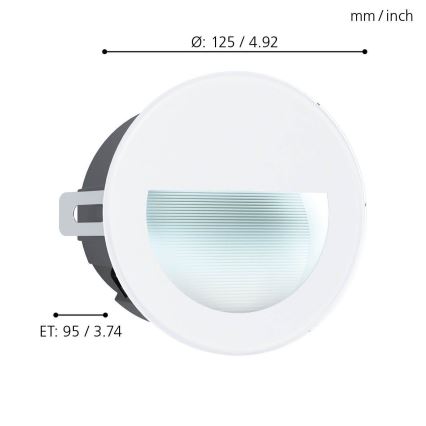 Eglo - LED Kültéri beépíthető lámpa LED/2,5W/230V IP65 fehér