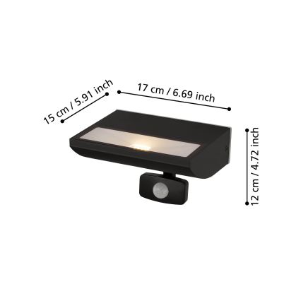 Eglo 99579 - LED kültéri lámpatest érzékelővel SORRONARO LED/10,5W/230V IP44