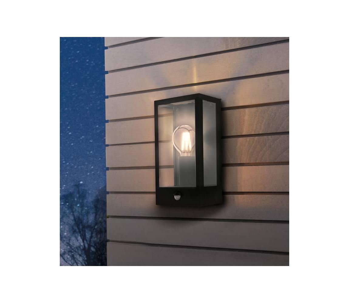 Alamonte kültéri fali lámpa érzékelővel, fekete