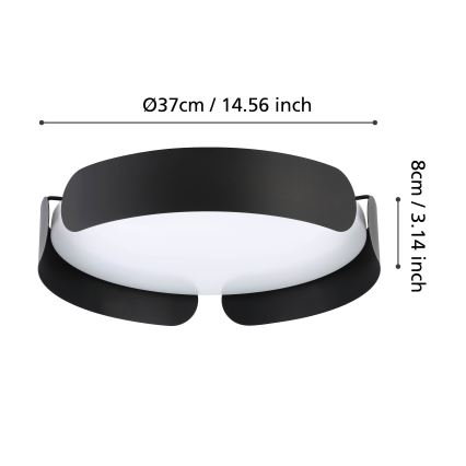 Eglo - LED mennyezeti lámpatest LED/20W/230V átm. 37 cm fekete