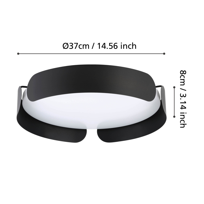 Eglo - LED mennyezeti lámpatest LED/20W/230V átm. 37 cm fekete