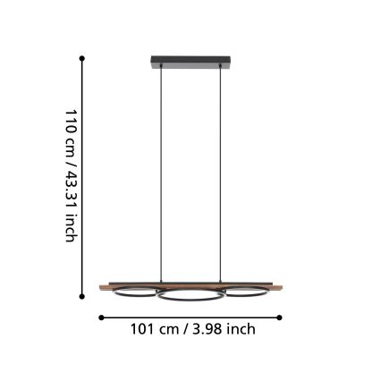 Eglo - LED dimmelhető csillár kábelen 2xLED/12,5W/230V+LED/15,5W 3000K barna/fekete