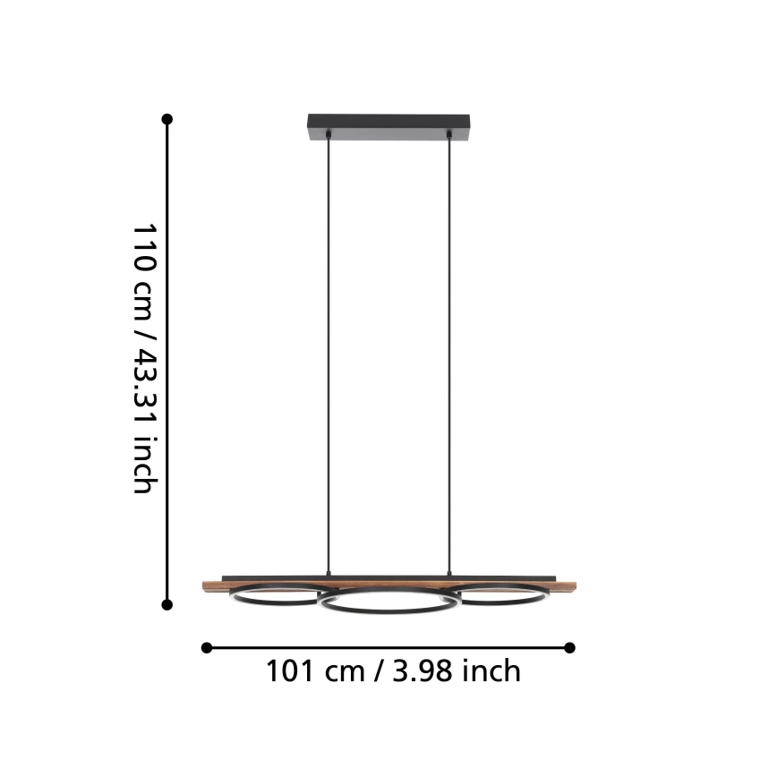 Eglo - LED dimmelhető csillár kábelen 2xLED/12,5W/230V+LED/15,5W 3000K barna/fekete