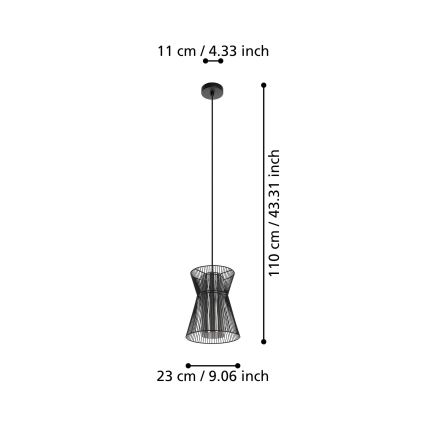 Eglo - Csillár zsinóron 1xE27/40W/230V fekete