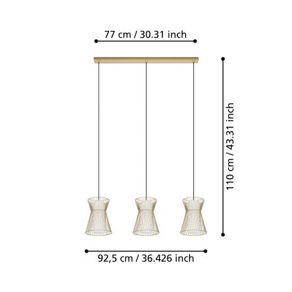 Eglo - Csillár zsinóron 3xE27/40W/230V arany