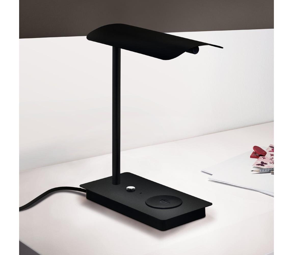 Arenaza LED asztali lámpa, dimmelhető, QI, fekete