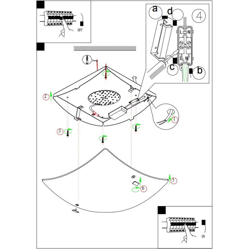 Eglo - Csereüveg mennyezeti/fali lámpához BORGO 410x410 mm