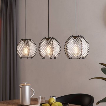 Eglo - Csillár zsinóron 3xE27/40W/230V fehér/fekete