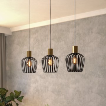 Eglo - Csillár zsinóron 3xE27/40W/230V fekete/arany