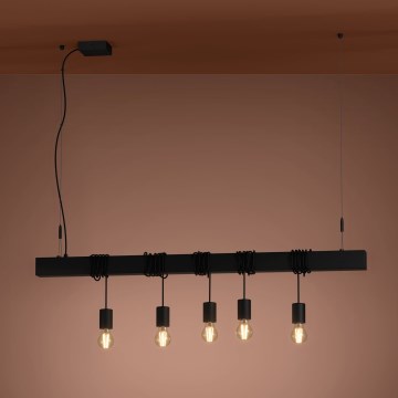 Eglo - Csillár zsinóron TOWNSHEND 5xE27/40W/230V fekete