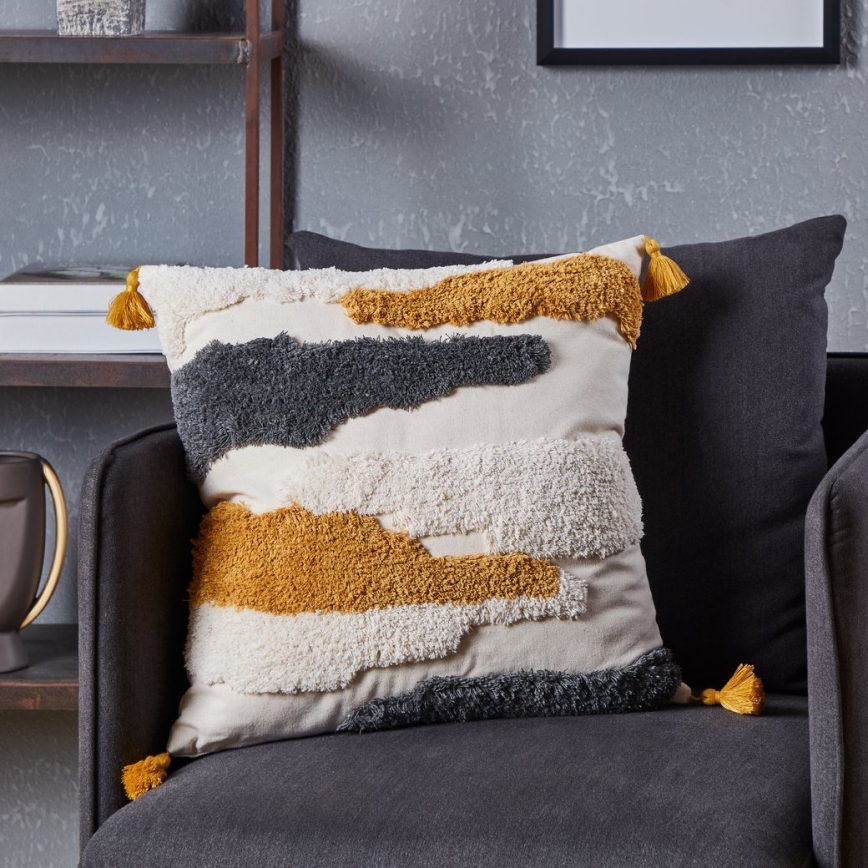 Eglo - Dekoratív párna 45x45 cm sárga/szürke