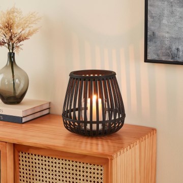 Eglo - Gyertyatartó 20x22 cm fekete/bambusz