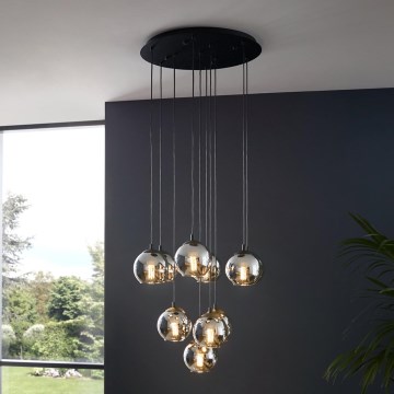 Eglo - Kábeles csillár 10xE27/40W/230V fekete/fényes króm