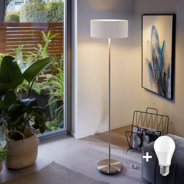 Eglo - LED Állólámpa TUNJA 1xE27/60W/230V matt króm/fehér