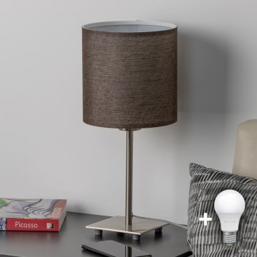 Eglo - LED Asztali lámpa TUNJA 1xE27/60W/230V 26,5 cm matt króm/barna