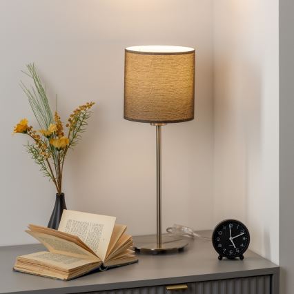 Eglo - LED Asztali lámpa TUNJA 1xE27/60W/230V 38,5 cm matt króm/barna