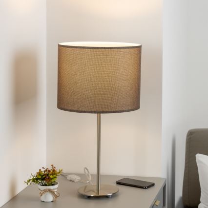 Eglo - LED asztali lámpa TUNJA 1xE27/60W/230V 38,5 cm matt króm/barna